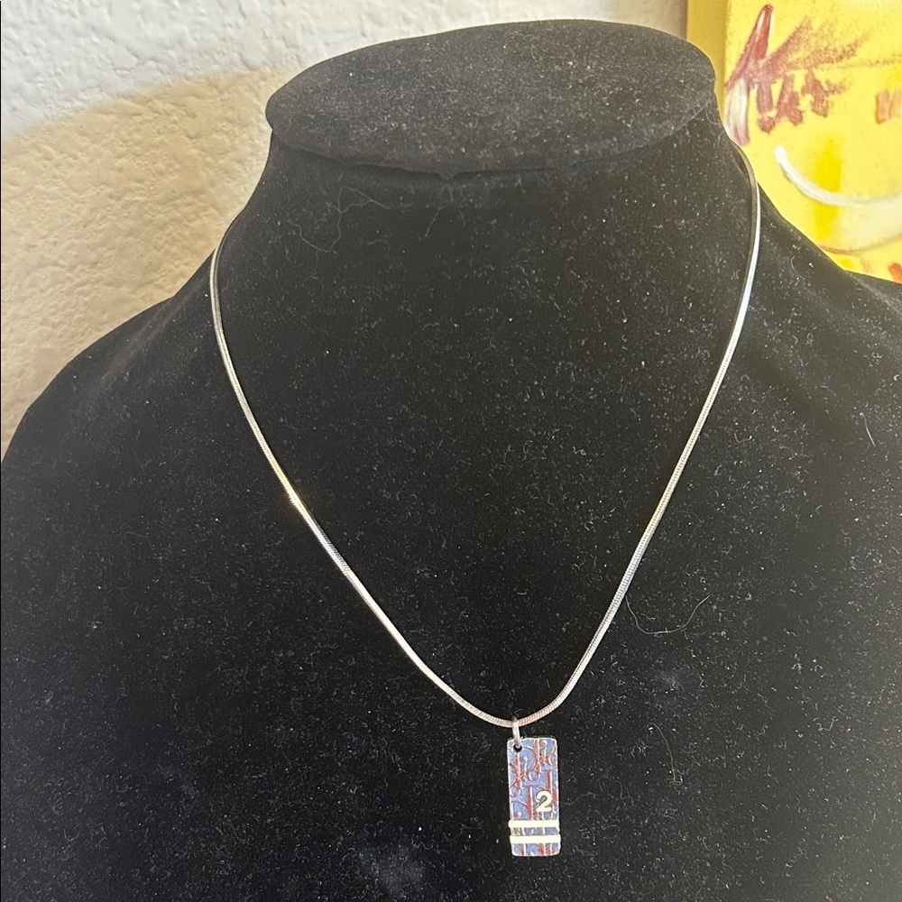 Dior Silver toneNecklace with Rectangularclassic Dior trotter design Pendant